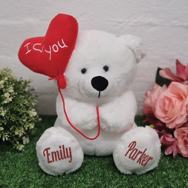 I Love You Valentines Bear with Heart Balloon