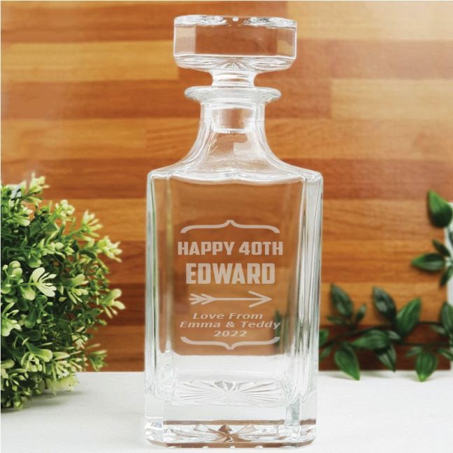 40th Birthday Engraved Personalised Whisky Decanter 700ml