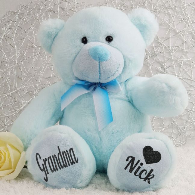 Personalised Grandma Teddy Bear Plush 30cm Light Blue