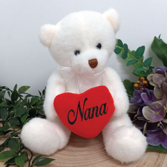 Nana White Bear with Love Heart 20cm