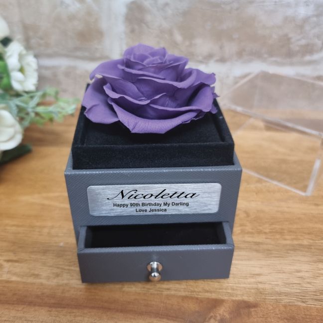 90th Birthday Lavender Rose Jewellery Gift Box