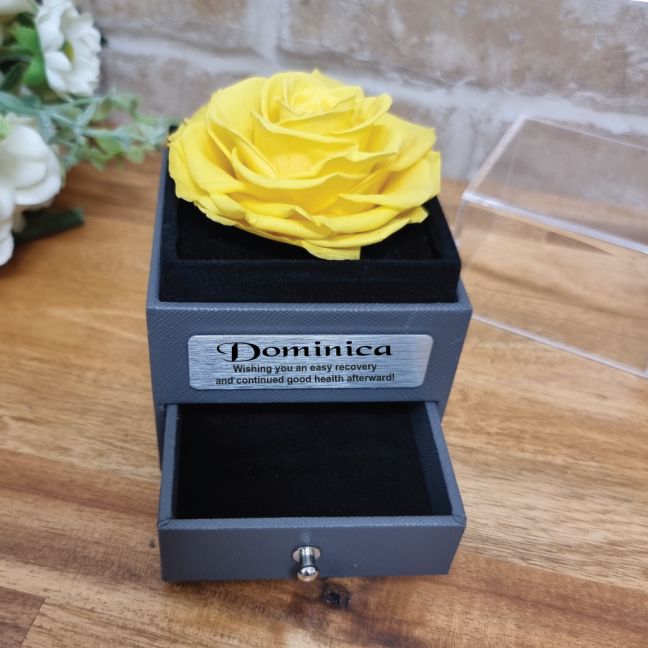 Get Well Yellow Eternal Rose Jewellery Gift Box