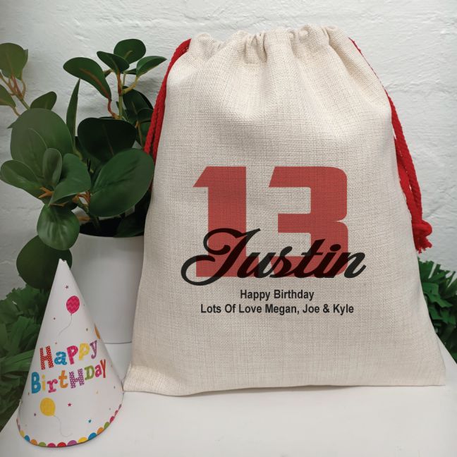 13th Birthday Party Sack Gift Bag 35cm