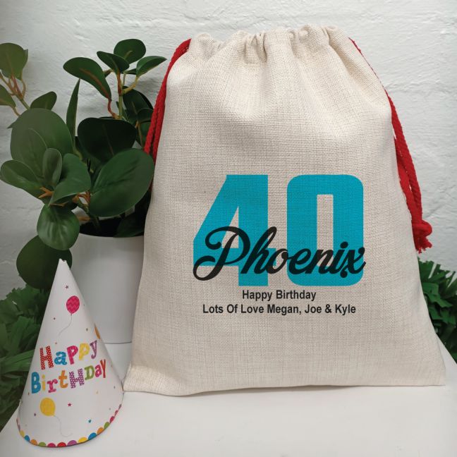 40th Birthday Party Sack Gift Bag 35cm