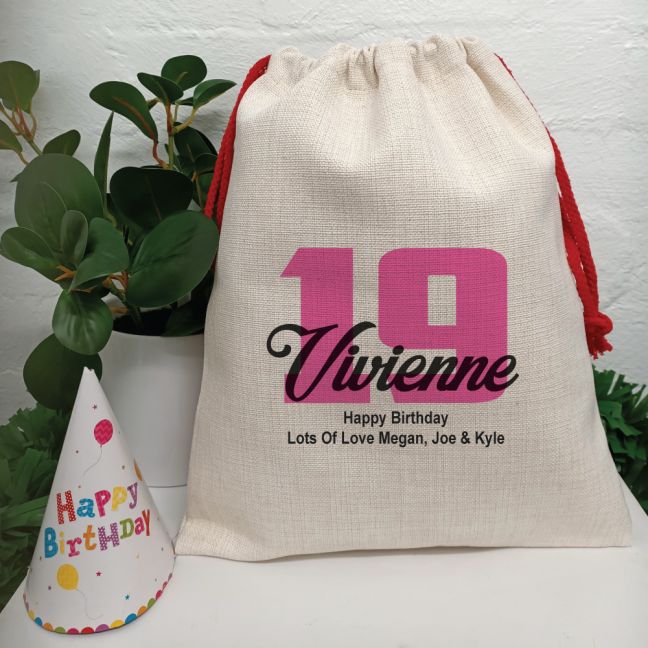 Personalised Birthday Party Sack Gift Bag 35cm