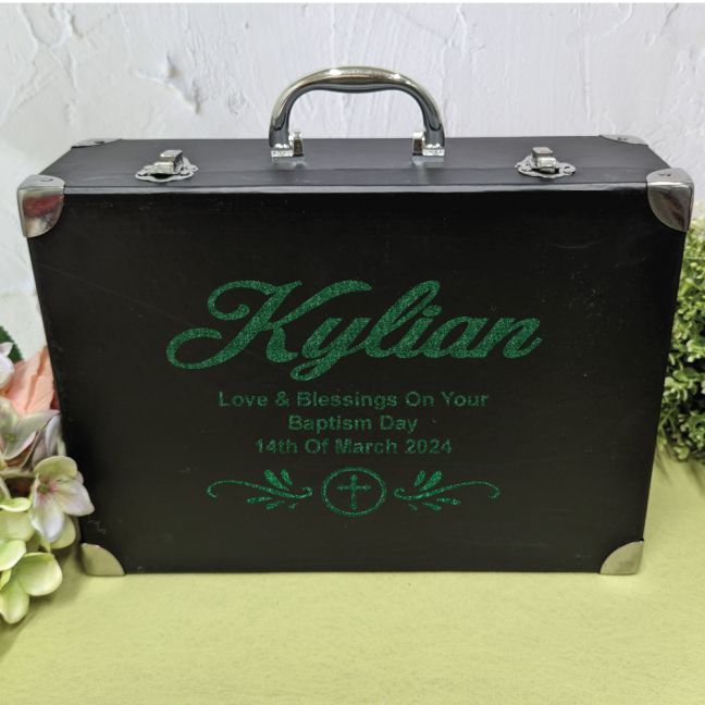 Personalised Baptism Suitcase Gift Box Black