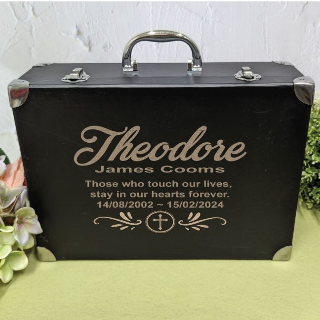 Personalised Memorial Keepsake Suitcase Box Black