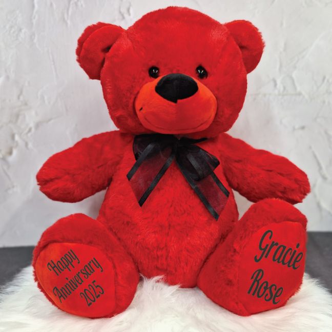 Anniversary Love Bear 40cm Red with Black Ribbon