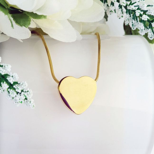 Gold Heart Memorial Urn Cremation Ash  Necklace
