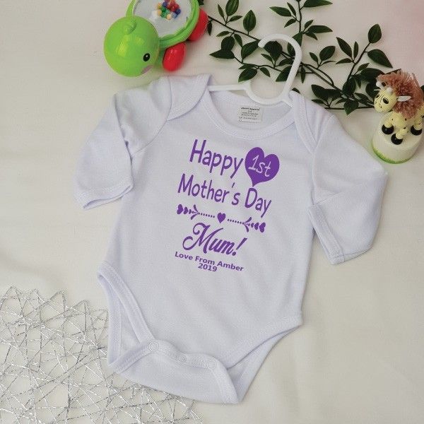 Personalised 1st Mothers Day  Bodysuit - Heart