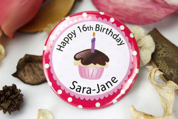 Personalised 16th Birthday Cupcake Badge