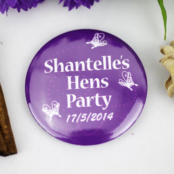 Personalised Hens Party Badge Butterfly