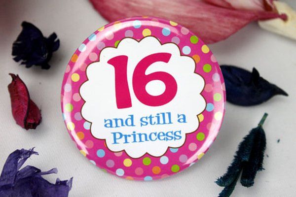16th Birthday Princess Party Badge