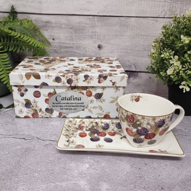 Breakfast Set Cup & Sauce in Gift Box Berry