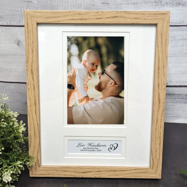 Naming Day Wooden Photo Frame with Personal Message
