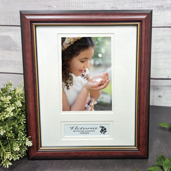 Classic Wood Communion Photo Frame with Personal Message