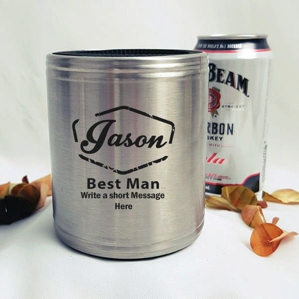 Best Man Engraved Silver Stubby Can Cooler Personalised
