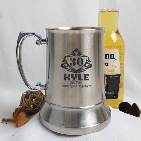 30th Birthday Engraved Stainless Beer Stein Mug (M)