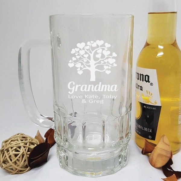 Grandma Engraved Personalised Glass Beer Stein
