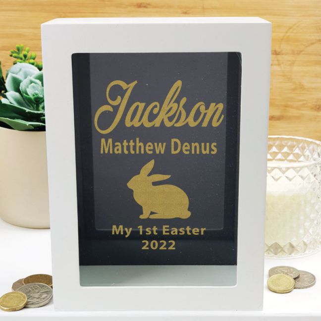 Personalised First Easter Money Box  - Black