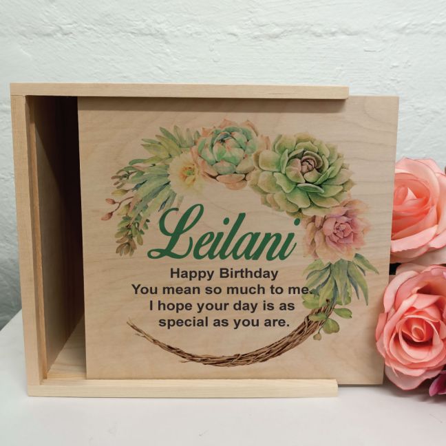 Birthday Personalised Wooden Gift Box - Succulent