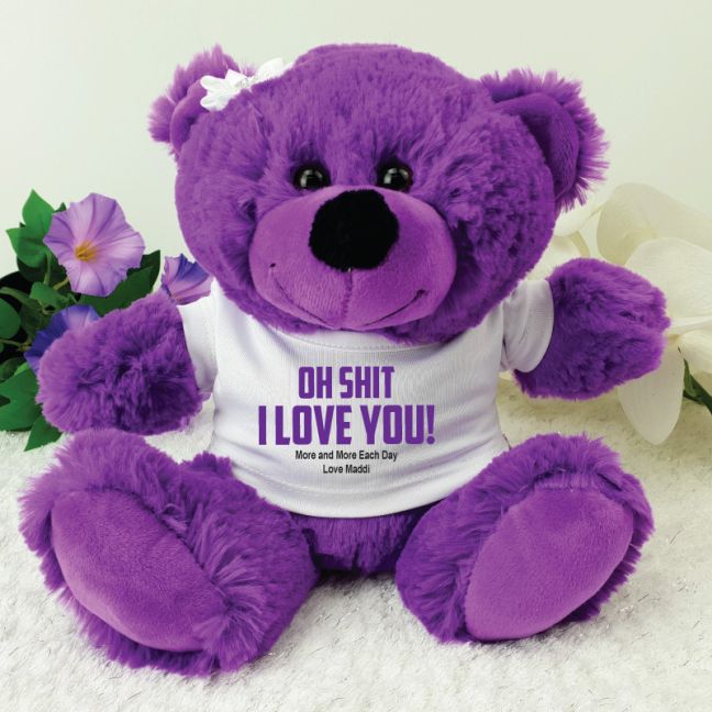 Naughty I Love You Valentines Day Bear - Purple