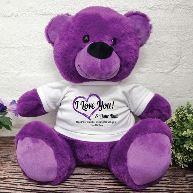 Valentines Day Bear Love Your Naughty Bits - 40cm Purple