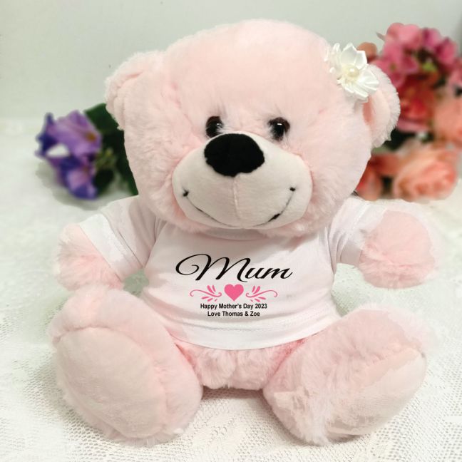 Mum Personalised Teddy Bear Light Pink