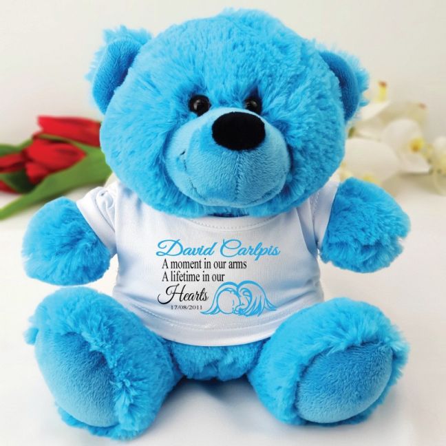 Personalised Angel Memorial Teddy Bear - Bright Blue