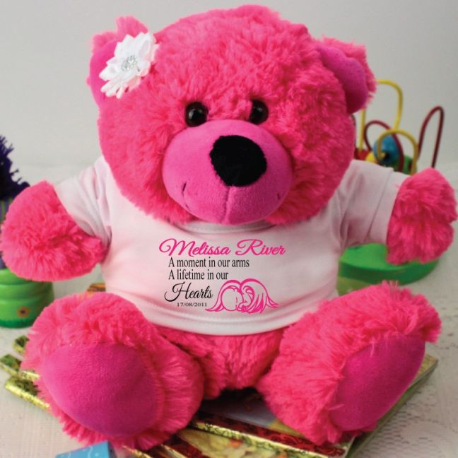 Personalised Angel Memorial Teddy Bear - Hot Pink