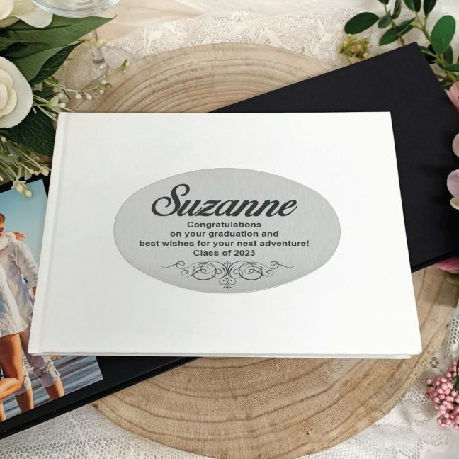 Personalised White Graduation Guest Book