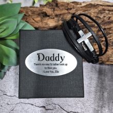 Silver Cross Stacked Bracelet In Dad Box