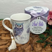 Birthday Mug with Personalised Gift Box - Violet Owl