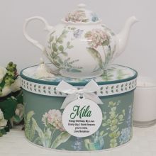 Teapot in Personalised Birthday Gift Box - Hydrangea