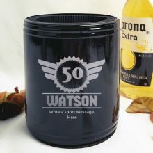 Personalised 50th Black Can Cooler- Male Gift