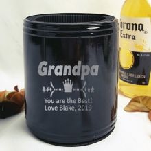 Grandpa Engraved Black Can Cooler Personalised
