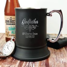 Godfather Engraved Stainless Black Beer Stein Mug