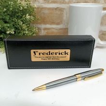 80th Satin & Gold Twist Pen Personalised Box