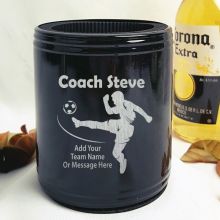 Soccer Coach Engraved Black Stubby Can Cooler Personalised Messag