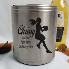 Netball Coach Engraved Silver Stubby Can Cooler Personalised Message