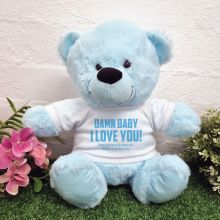 Love You Naughty Valentines Day Bear - 30cm Light Blue