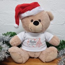 Personalised Christmas Bear 30cm Cream Red Hat