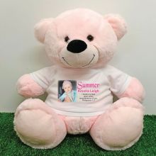 Personalised Memorial Photo Teddy Bear 40cm Light Pink