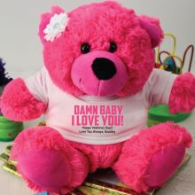 Naughty I Love You Valentines Bear - Hot Pink