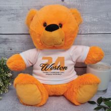 Birthday Teddy Bear Orange Plush 30cm