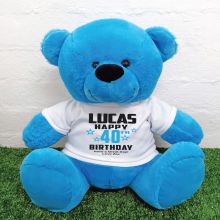 Personalised 40th Birthday Bear Blue 40cm