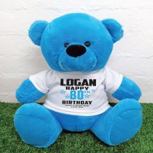 Personalised 80th Birthday Bear Blue 40cm