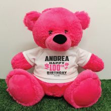 Personalised 100th Birthday Bear Pink 40cm