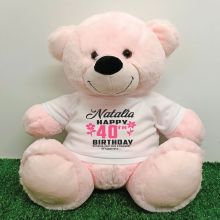 Personalised 40th Birthday Bear Light Pink 40cm