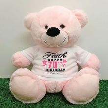 Personalised 70th Birthday Bear Light Pink 40cm